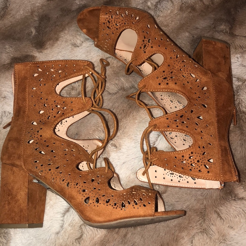 Brown Peep Toes Heels